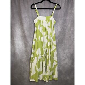 Abel the Label Anthropologie Bright Citron  Green Maxi Dress sz XS Strappy Boho